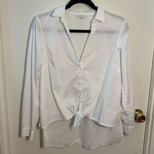 J. Jill EUC white shirt collection tie front high/low shirt Size XS
